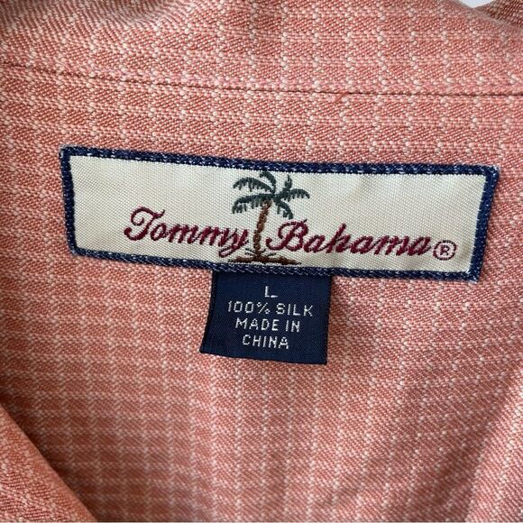 Tommy Bahama Terracotta Orange Silk Short Sleeve Button Up Shirt L - Picture 5 of 5